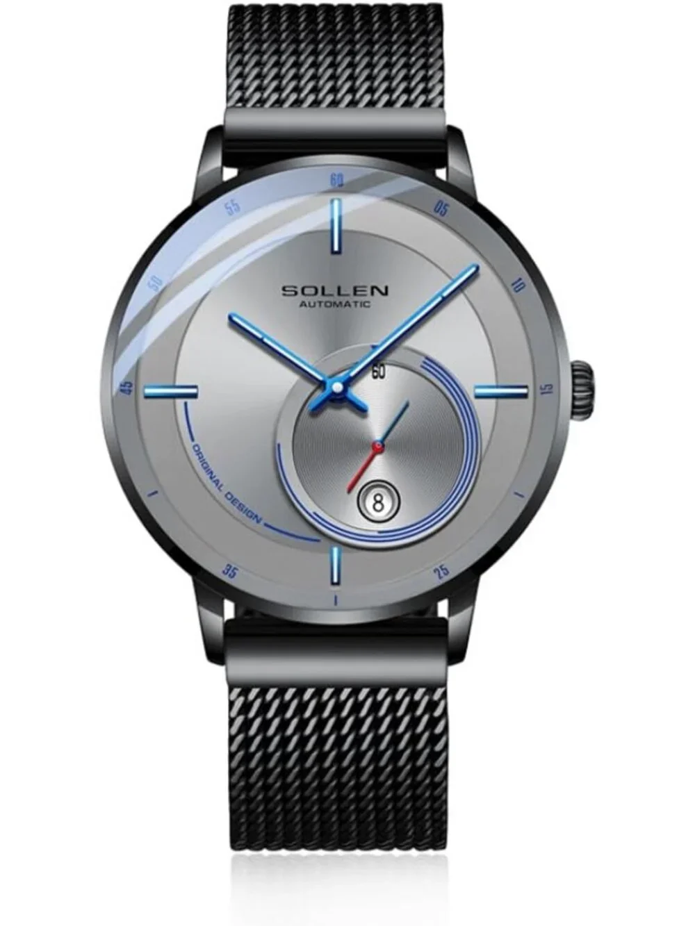 Men's Gray Automatic Mechanical Minimalist Dial Stainless Steel Luxury Watch